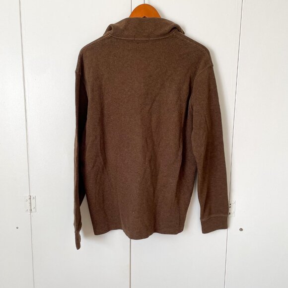 Polo Ralph Lauren Brown Quarter Zip Pullover Sweater Estate Rib Pony, Size Large - Picture 3 of 10
